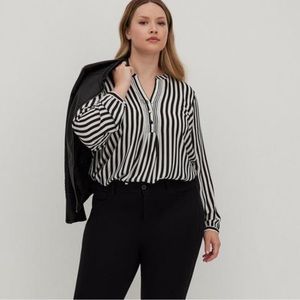 Georgette Pintuck Button-Front Blouse pre owned